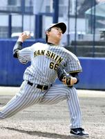 　公式戦初先発で５回２安打１失点と好投した津田（撮影・山村菜々子）