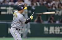 　６回、バットを折られ三ゴロに倒れる森下（撮影・金田祐二）
