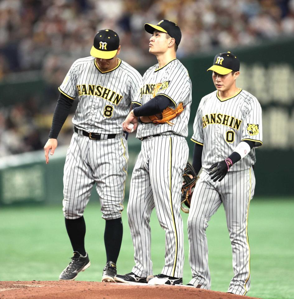 　６回、降板する大竹（撮影・金田祐二）