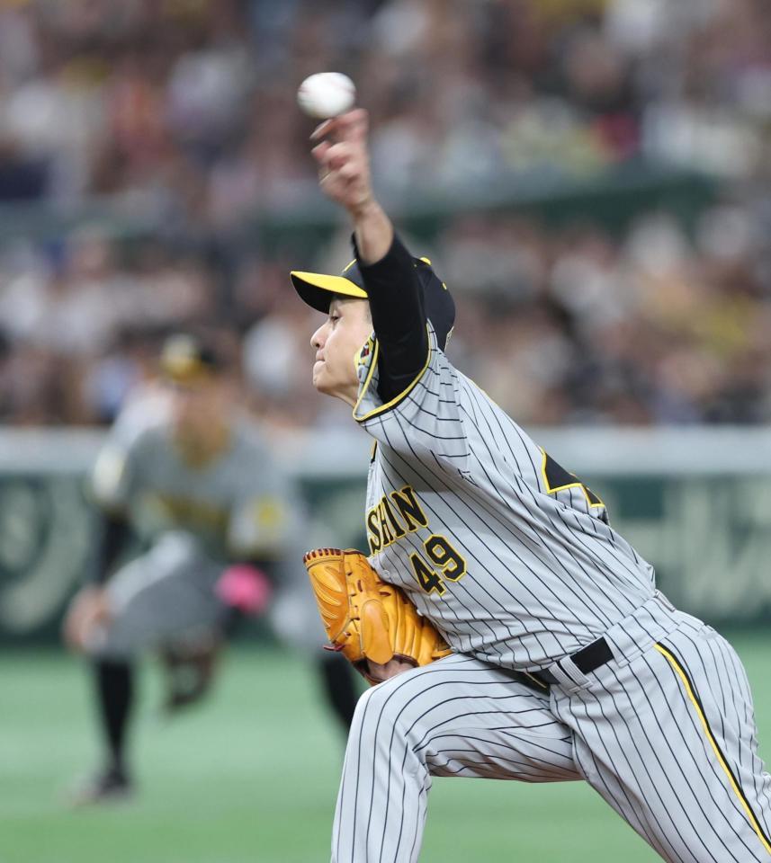 　力投する大竹（撮影・金田祐二）