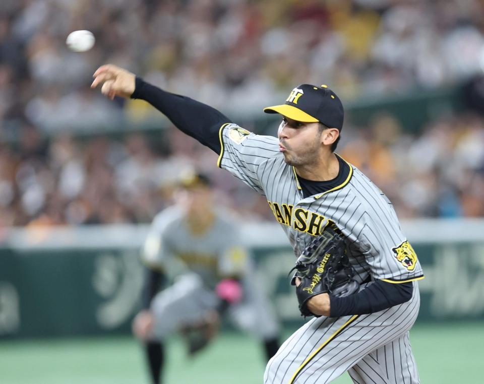 　８回、無失点に抑えたゲラ（撮影・金田祐二）