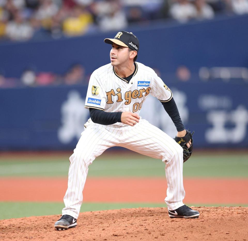 　８回、２番手で登板したゲラ（撮影・中田匡峻）