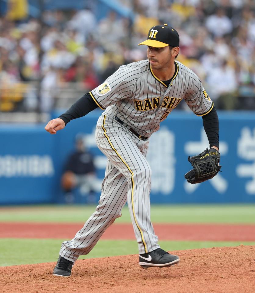 　８回、無失点に抑えたゲラ（撮影・金田祐二）