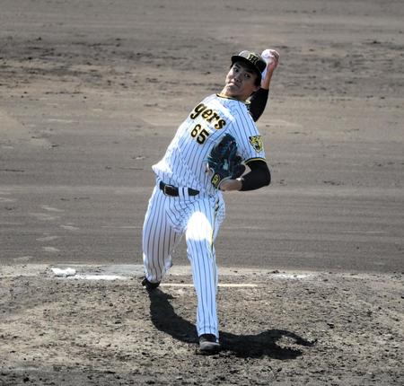 　シート打撃に登板した湯浅