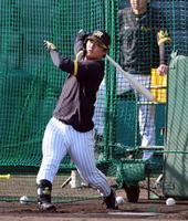 　打撃練習する前川（撮影・山口登）