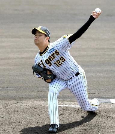 　先発し力投する阪神・高橋遥人（撮影・山口登）