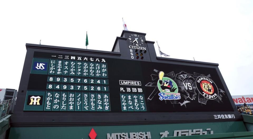 　ひらがなで表記されたスタメン（撮影・山口登）