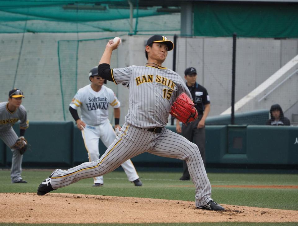 　先発し５回を８安打３失点だった西純