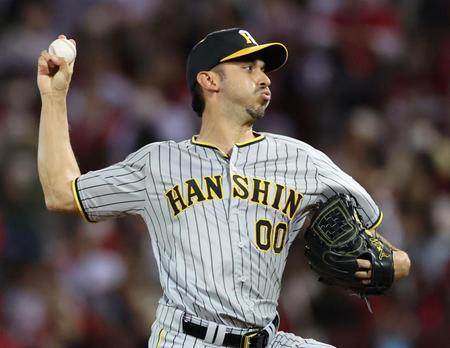 ９回を無失点に抑える阪神　ハビー・ゲラ＝マツダスタジアム（撮影・田中太一）