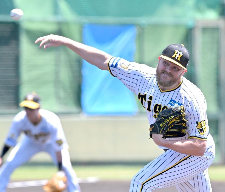 　７回を無失点に抑える好投を見せたビーズリー（撮影・北村雅宏）