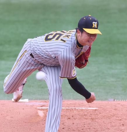 　ＤｅＮＡ打線を相手に力投する才木＝１２日