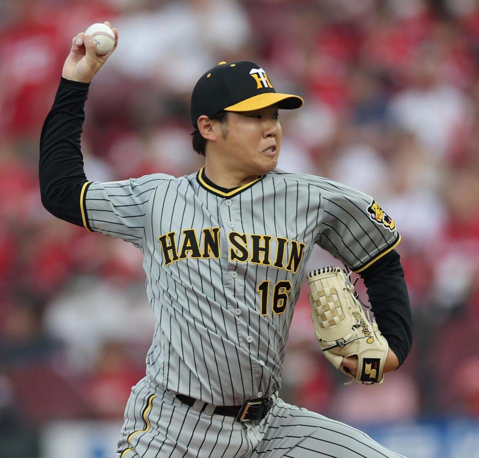 　力投する西勇（撮影・田中太一）