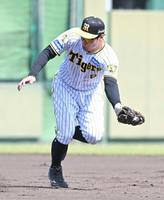 　７回、佐野の打球を好捕する佐藤輝（撮影・石井剣太郎）