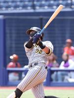 　６回、左越え３ランを放つ井上（撮影・金田祐二）