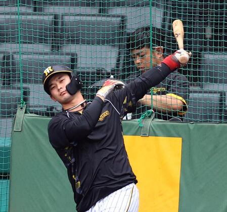 　打撃練習する野口（撮影・山口登）