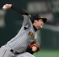 　先発し、投げ込む才木（撮影・田中太一）