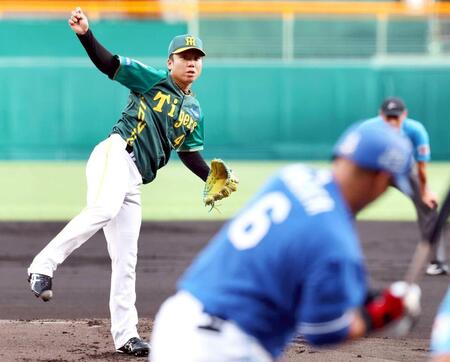 阪神・村上　粘投４勝目　１１安打浴びても６回１失点　聖地防御率０・８３　小笠原とのＶ腕対決制す