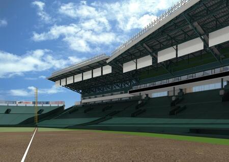 　甲子園球場の「アルプススタンド銀傘増築計画」（阪神電気鉄道　提供）