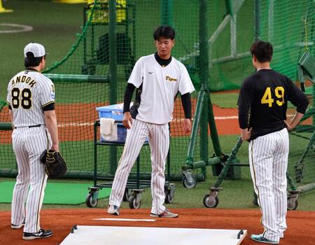 　マウンドを確認する高橋（撮影・山口登）
