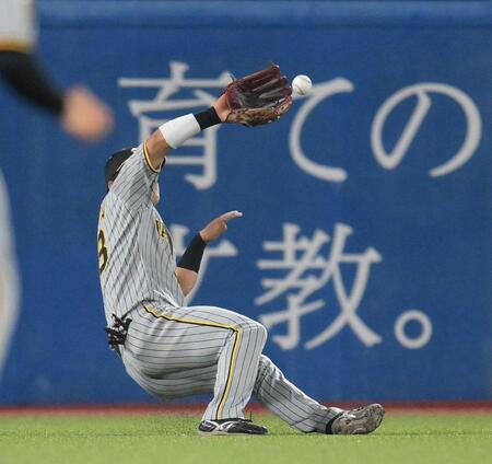 【写真】グラブ差し出すもボールは違うところ　神宮の悲劇　ライナーが照明と重なって後逸