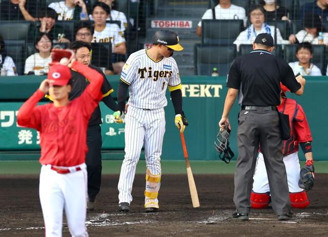 阪神　森下２試合連続の死球にざわつく