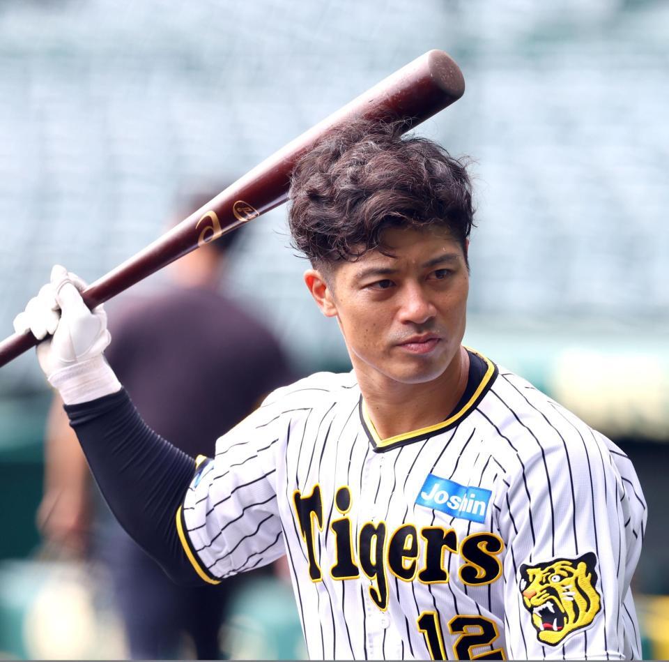 　トス打撃をする坂本（撮影・山口登）