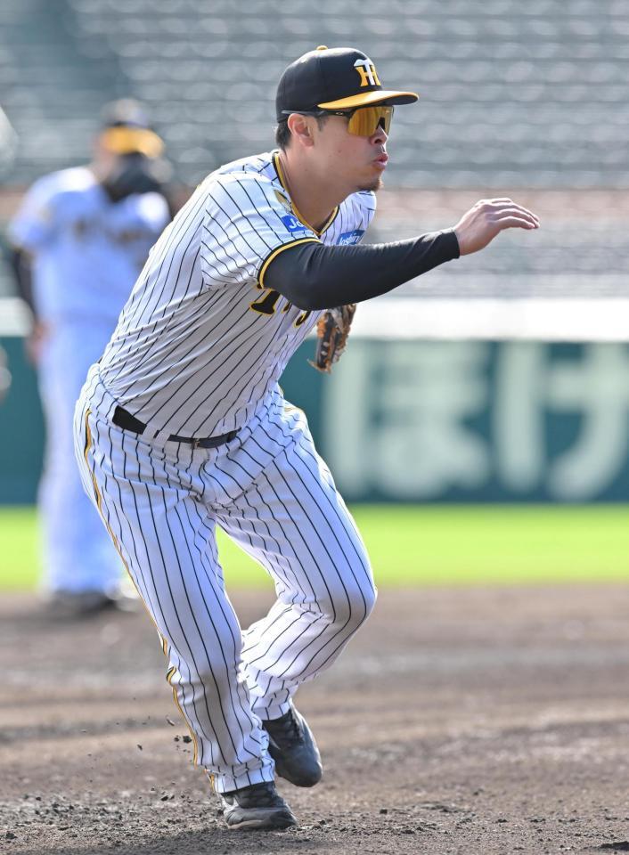 　シートノックに臨む佐藤輝（撮影・北村雅宏）