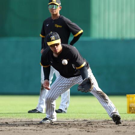 　ノックを受ける佐藤輝（撮影・中田匡峻）