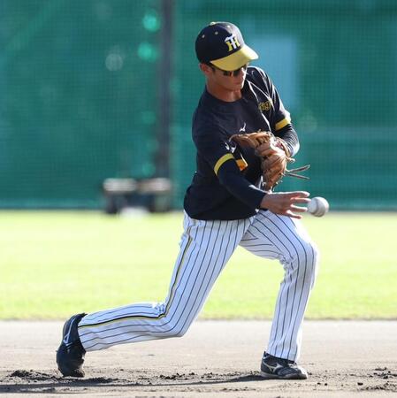 阪神　山田が戸井と特守に参加、佐藤輝が使用していた小型グラブを使用