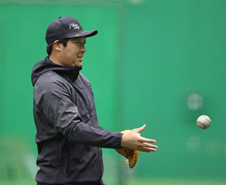 　穏やかな表情を見せる大山（撮影・中田匡峻）