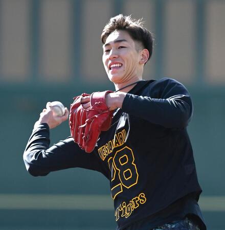 　軽快にノックを受ける今朝丸（撮影・飯室逸平）