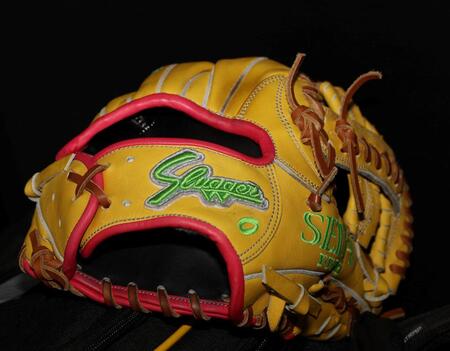 　木浪のグローブ（撮影・中田匡峻）