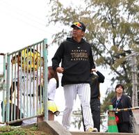 　球場に姿を現した藤川監督（撮影・北村雅宏）