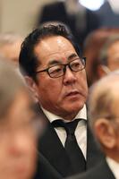 　吉田義男さんの葬儀に参列した中西清起氏（代表撮影）