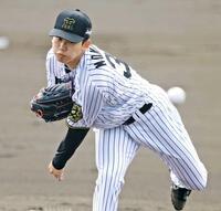 　紅白戦で先発した門別（撮影・中田匡峻）