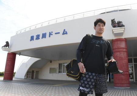 　休日練習を終えた伊藤稜（撮影・西田忠信）