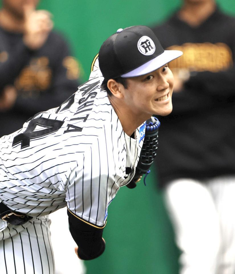 　ブルペンで力投する木下（撮影・北村雅宏）