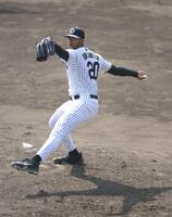 　シート打撃に登板したデュプランティエ（撮影・中田匡峻）