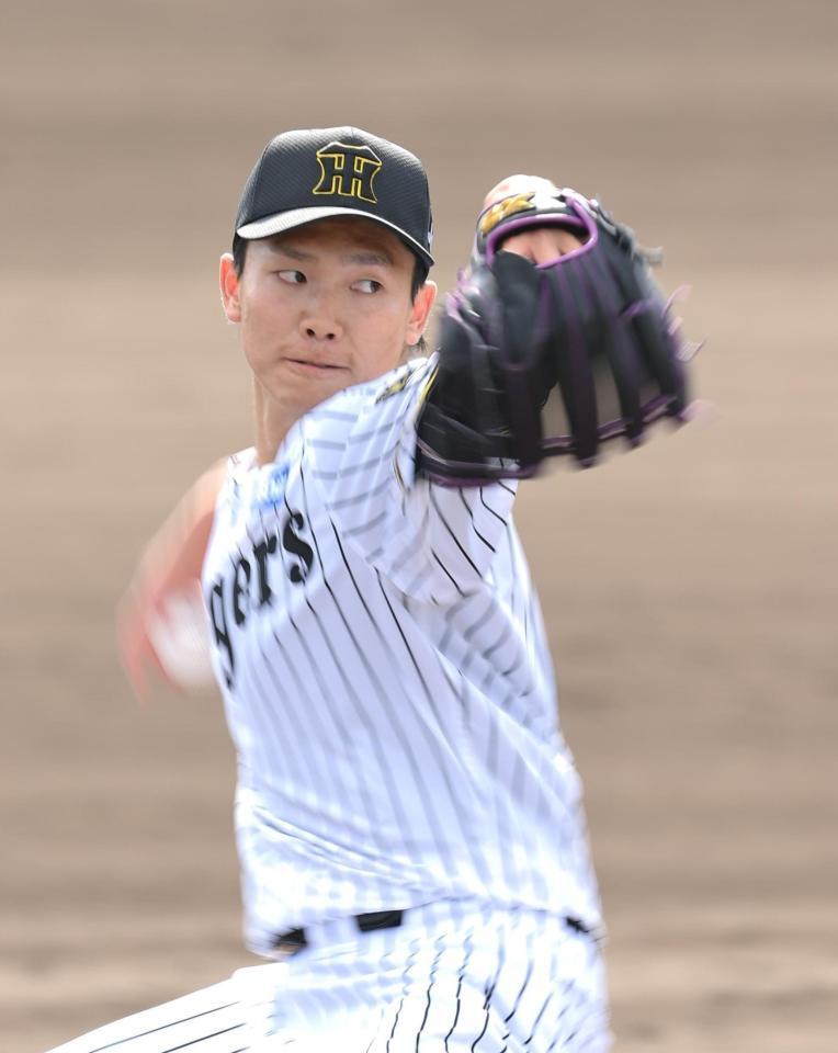 　７回に４番手で登板する湯浅（撮影・西田忠信）