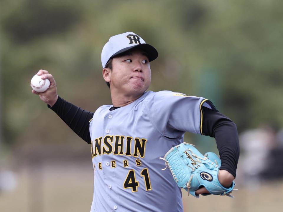 　先発し、投げ込む村上（撮影・田中太一）