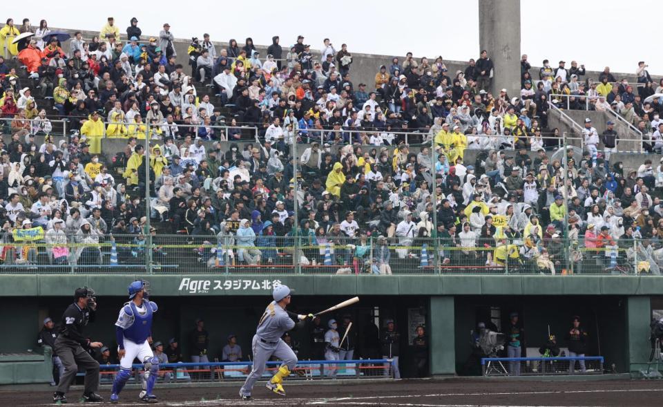 　１回、実戦復帰初打席で先制３ランを放つ森下（撮影・中田匡峻）