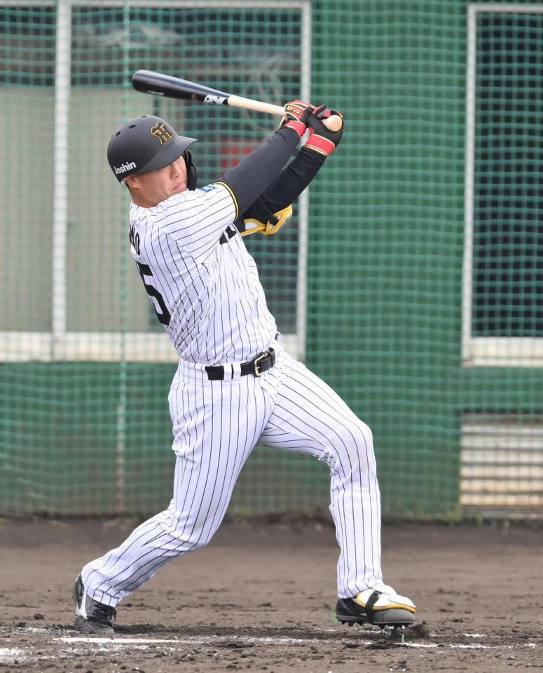 　２回、中前打を放つ佐野（撮影・西田忠信）