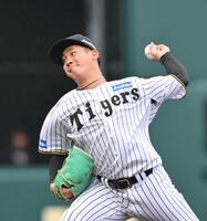 　力投する先発の伊原（撮影・西田忠信）