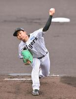 　力投する先発の伊原（撮影・西田忠信）