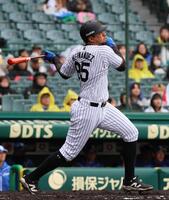 　２回、右前打を放つヘルナンデス（撮影・北村雅宏）