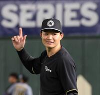 　東京ドームの前日練習で落ち着いた表情の森下（撮影・中田匡峻）