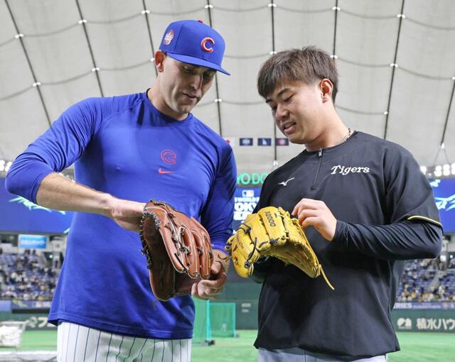 阪神 カブスナインと交流深めた グラブや帽子交換 桐敷「一生忘れられ