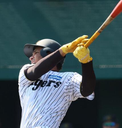 　５回、右中間へ勝ち越しとなる適時二塁打を放つヘルナンデス（撮影・立川洋一郎）