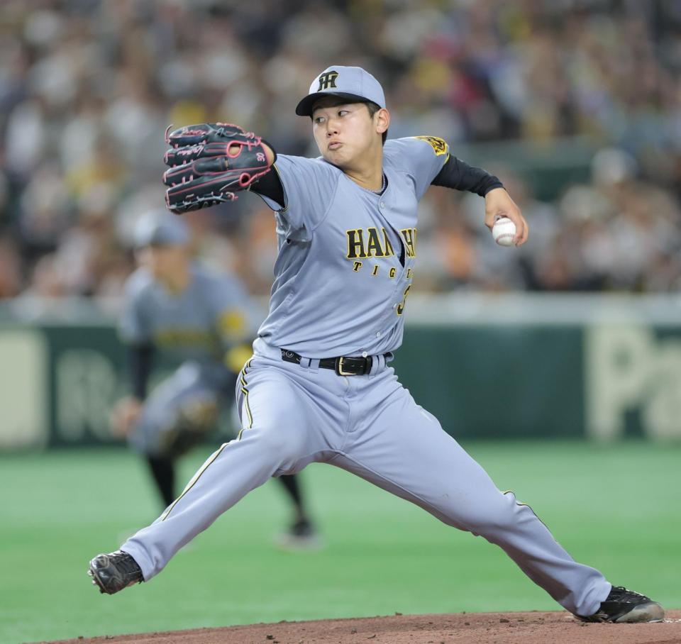 　巨人戦に先発し、力投する門別（撮影・西岡正）