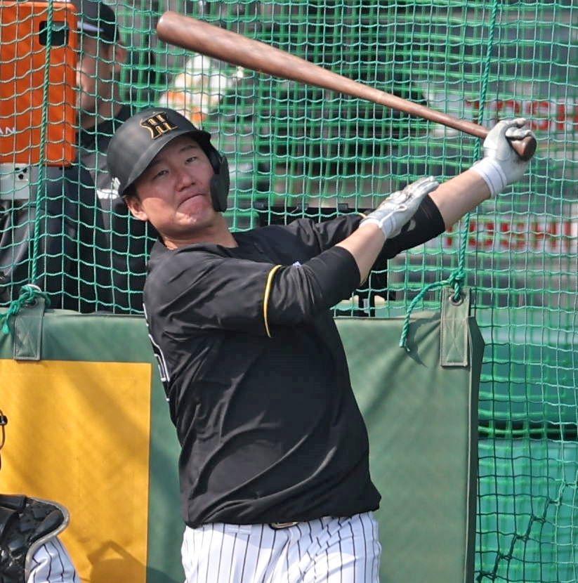 　打撃練習をする渡辺（撮影・中田匡峻）